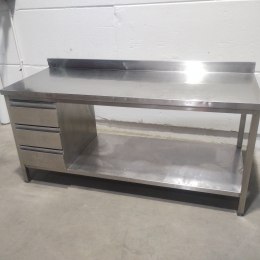 s/s Table with 3 drawers 